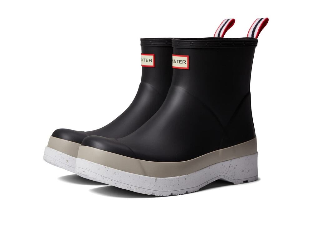 HUNTER MEN'S PLAY SHORT WATERPROOF RAIN BOOTS (STEALL BLACK, US SIZE 9, VEGAN)